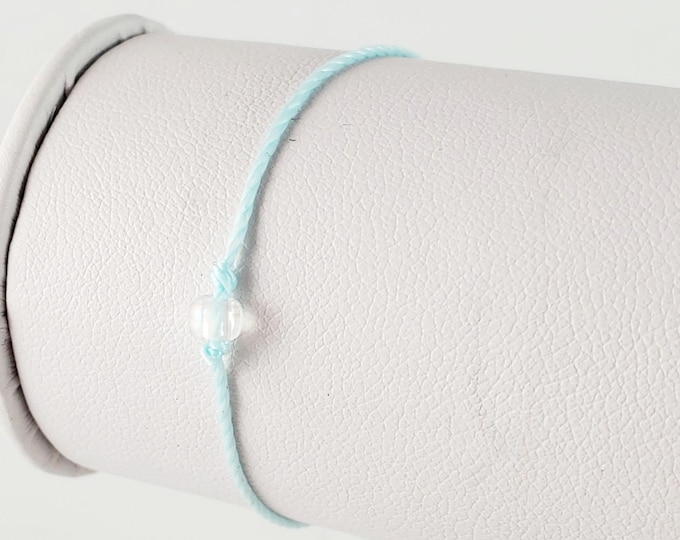 Baby Blue Pearl Seed Bead String Bracelet: Adjustable Friendship Jewelry