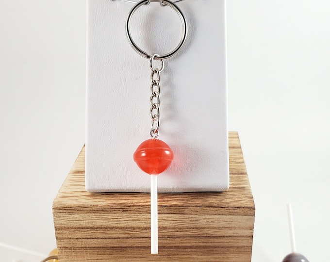 Cherry Lollipop Keychain: Colorful Resin Candy Keyring