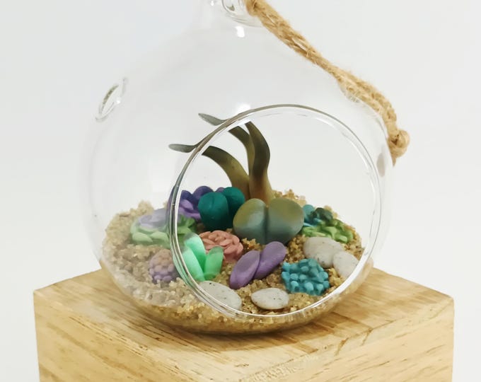 Handmade Micro Clay Succulent Terrarium: 3" Faux Plant Ornament