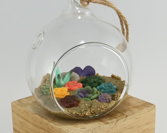 Handmade Micro Clay Succulent Terrarium: 3" Faux Plant Ornament