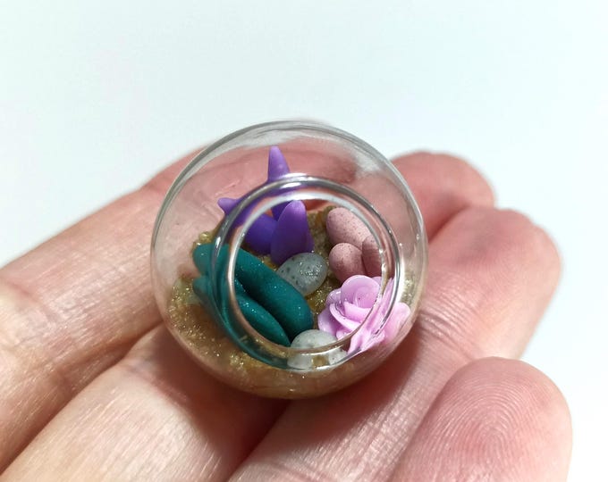 Handmade Miniature Clay Plant Terrarium, Unique Faux Indoor Garden