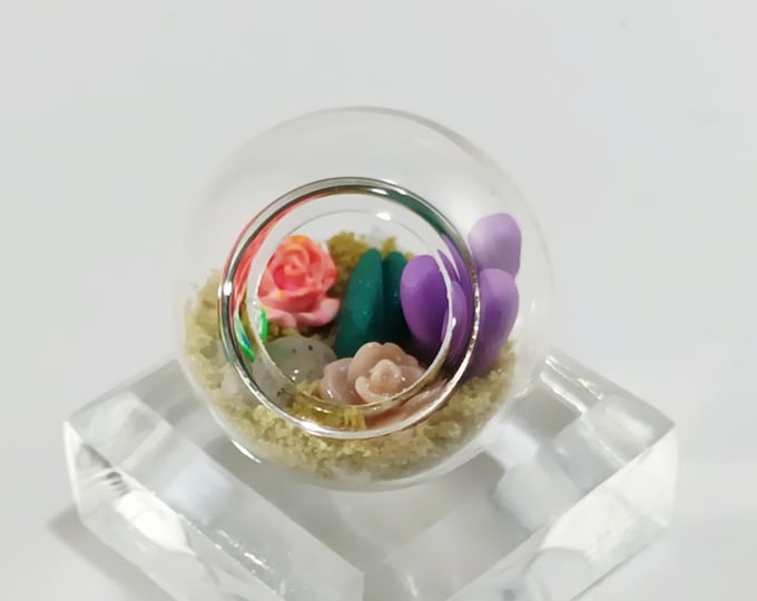Handmade Micro Clay Plant Terrarium: Miniature Glass Garden
