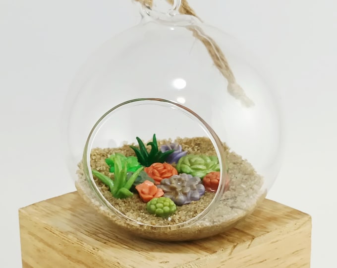 Handmade Micro Clay Succulent Terrarium: 3" Faux Plant Ornament