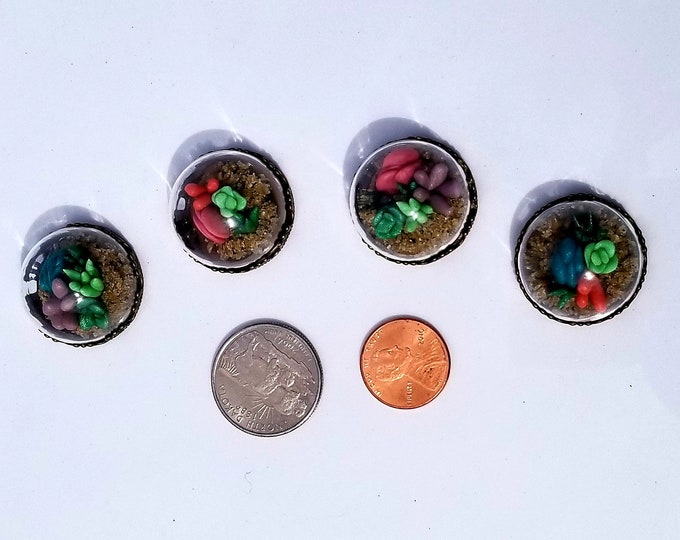Micro Glass Terrarium: Handmade Clay Plants, Miniature Garden Decor