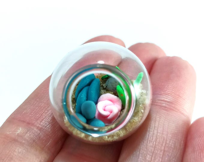 Handmade Micro Clay Plant Terrarium: Miniature Glass Garden