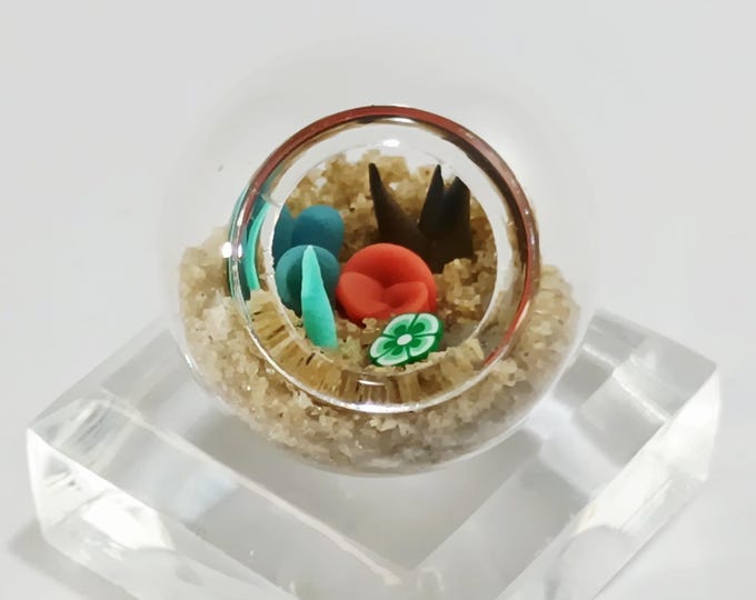 Handmade Micro Clay Plant Terrarium: Miniature Glass Garden
