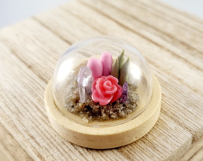 Miniature Clay Plant Terrarium, Handmade Faux Garden Sculpture