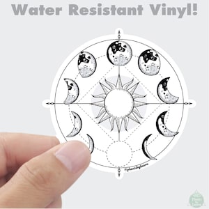 Lunar Cycle Matte Water Resistant Sticker/Moon Cycle/Celestial/New Age/Tarot/Nostalgia/Bumper Stickers/Water Bottle Laptop Phone Sticker