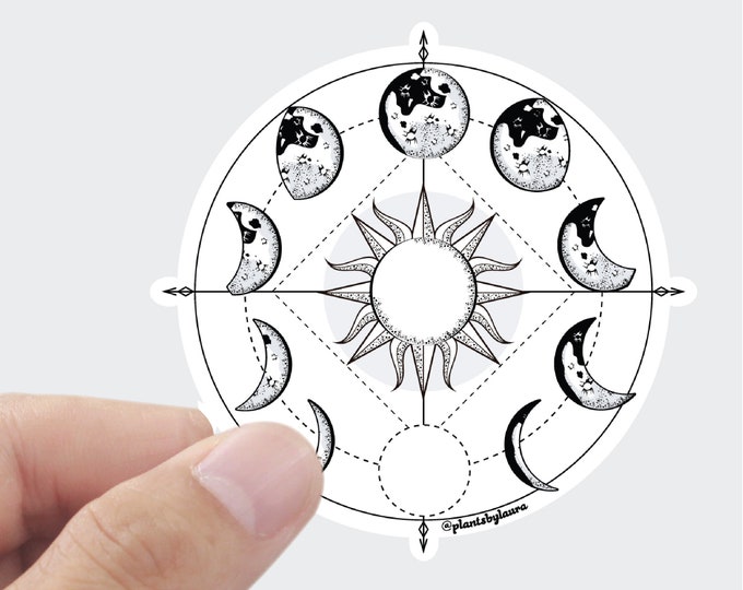 Lunar Cycle Sticker: Matte Water Resistant Vinyl Decal