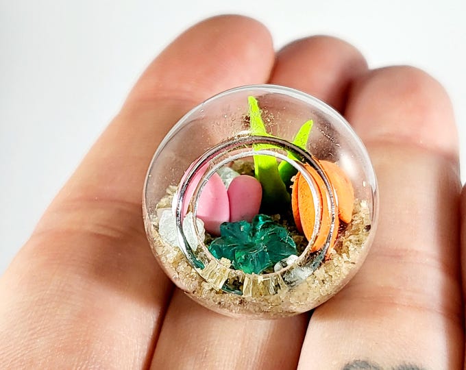 Handmade Micro Clay Plant Terrarium: Miniature Glass Garden