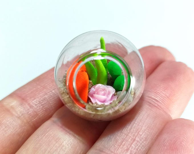 Handmade Micro Clay Plant Terrarium: Miniature Glass Garden