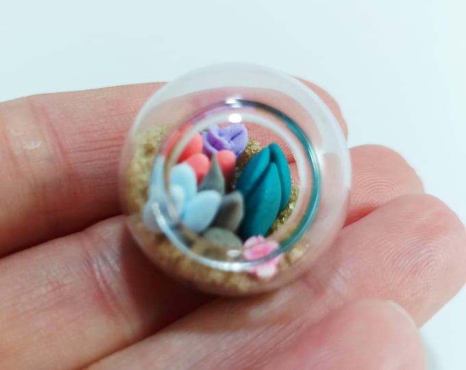 Handmade Micro Clay Plant Terrarium: Miniature Glass Garden