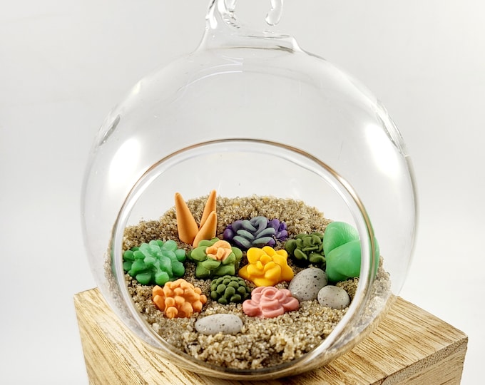 Handmade Clay Succulent Terrarium: Miniature Indoor Garden Ornament