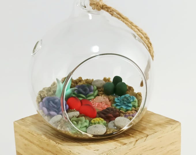 Handmade Micro Clay Succulent Terrarium: 3" Faux Plant Ornament