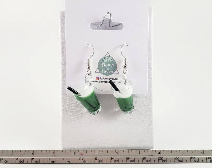 Boba Milk Tea Earrings: Handmade Stainless Steel Food Jewelry