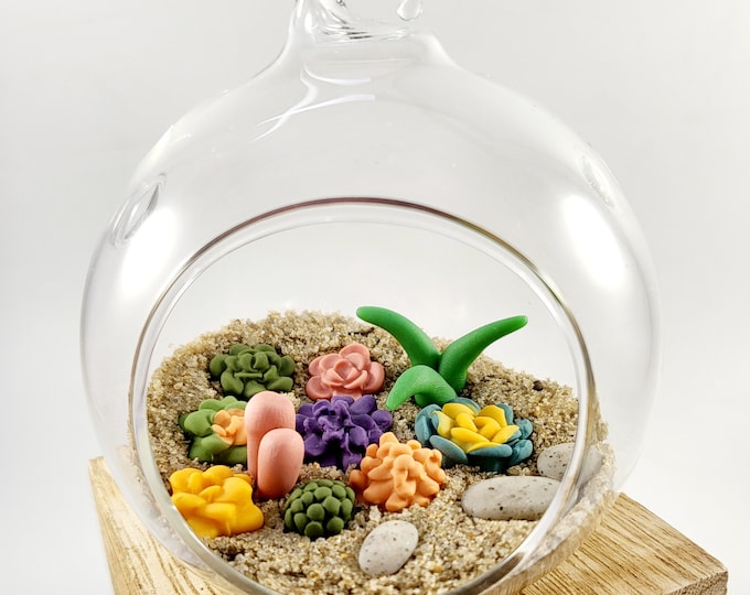 Handmade Clay Succulent Terrarium: 3" Faux Plant Ornament