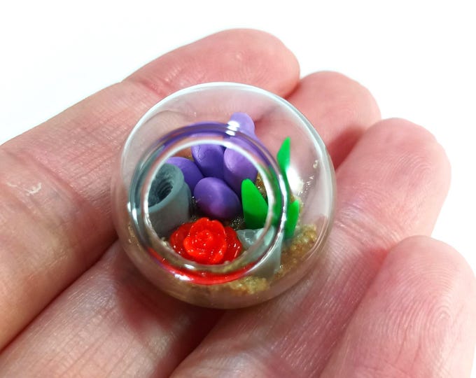 Handmade Micro Clay Plant Terrarium: Miniature Glass Garden