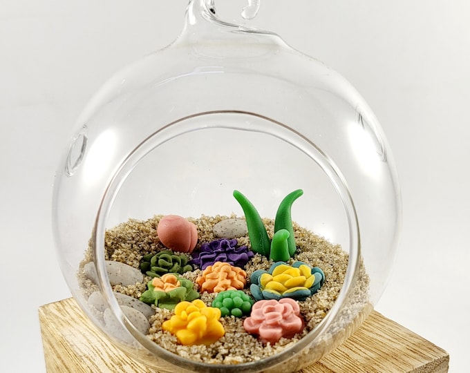 Handmade Micro Clay Succulent Terrarium: 3" Faux Plant Ornament