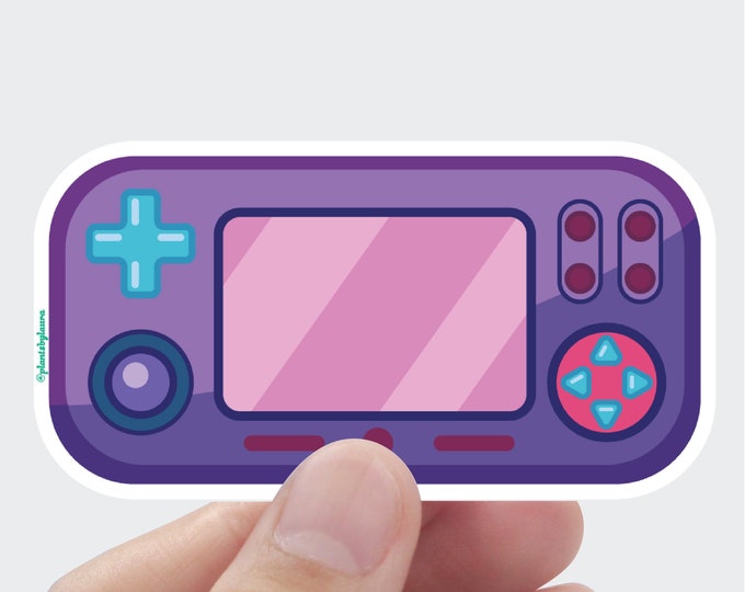 Synthwave Handheld Game System Sticker: Water Resistant Matte Vinyl Decal