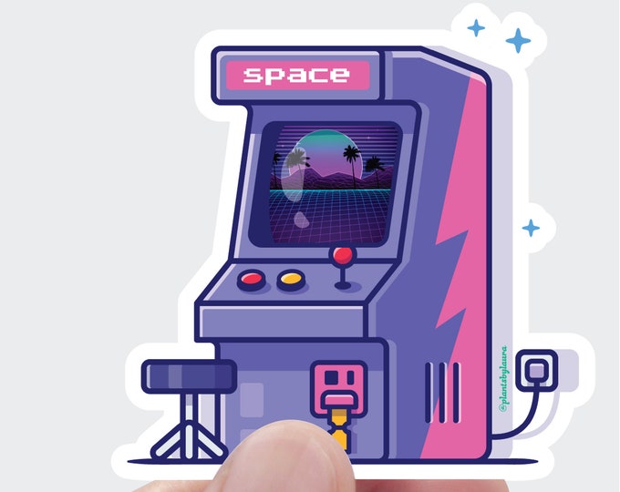 80s Retro Arcade Cabinet Sticker: Synthwave Gamer Vinyl Decal