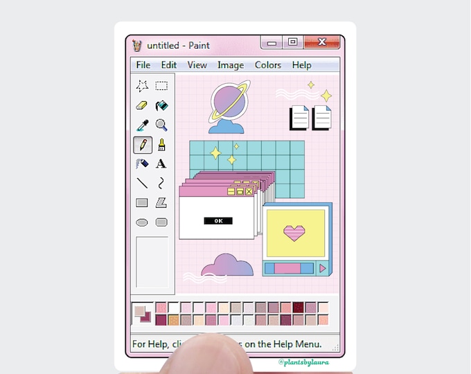 MS Paint Sticker: Pink Screen, Synthwave, Gamer Girl Vinyl Decal