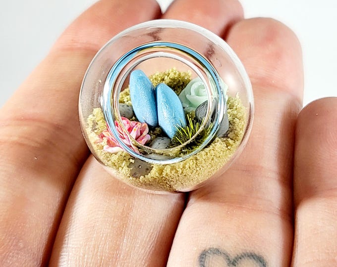 Handmade Micro Clay Plant Terrarium: Miniature Glass Garden