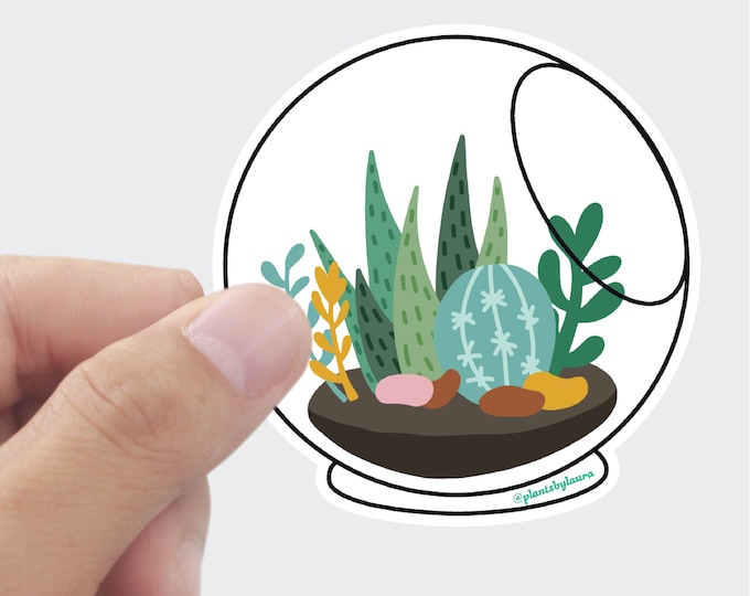 Plant Terrarium Vinyl Sticker: Water Resistant Laptop Decal