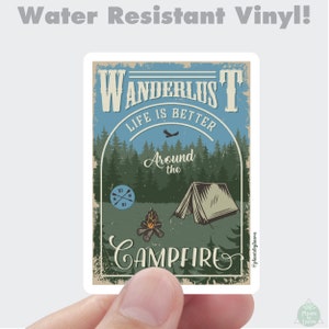 Autocollant mat résistant à l'eau, poster Wanderlust/autocollant design vintage/art de la nature/autocollant citation/autocollant pour voiture/autocollant pour téléphone portable bouteille d'eau