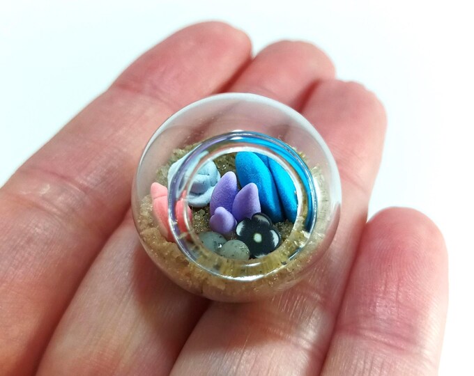 Handmade Micro Clay Plant Terrarium: Miniature Glass Garden