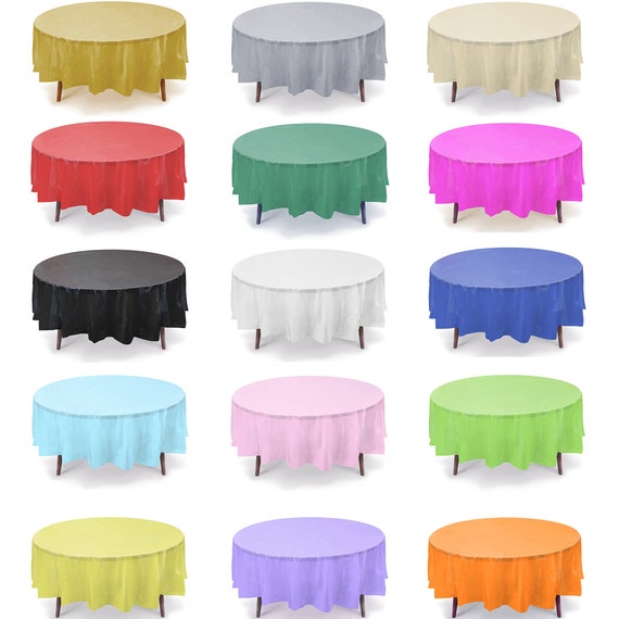 84 Round Plastic Table Cover Premium Quality Reusable Etsy