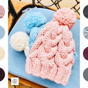 Chunky Knit Cabled Hat | Cable Beanie | Chunky Winter Beanie | Knit Toque | Women&#39;s Handmade Beanie | Made To Order