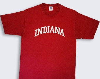 Indiana Hoosiers Vintage Russell Athletic T-Shirt - Fits Like Men's Small or XS - College - Red Tee - FREE SHIPPING