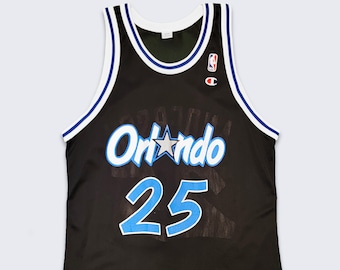 Orlando Magic Vintage 90s Nick Anderson Champion Basketball Jersey - Black & Blue Shirt - Number 25 - Size Men's Extra Large - FREE Shipping