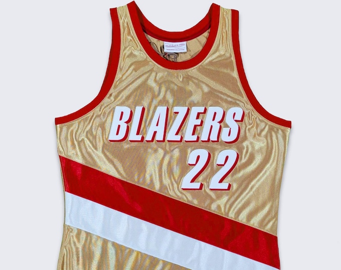 Featured listing image: Portland Trail Blazers Clyde Drexler Gold Mitchell & Ness Basketball Jersey - NBA 75th Anniversary Hardwood Classics - Size S -FREE SHIPPING
