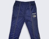 Reebok Vintage 90s The Pump Basketball Track Pants - Dark Navy Blue Pleated Athleisure Pants - Size Men 39 s Large - FREE SHIPPING
