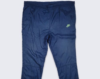 Nike Vintage 90s Blue Track Pants - Blue Color Sport Bottoms Elastic Waist - Has Pockets - Men's Size Medium ( M ) - Free Shipping