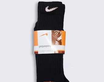 Nike Vintage Basketball Black Socks - Deadstock - New with Tags - NWT - Size Men's 6.5 thru 12 - Size Women's 8.5 thru 12.5 - FREE SHIPPING