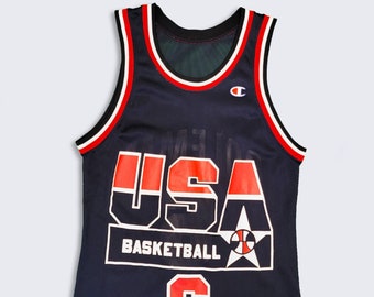 USA Basketball Vintage 90s Derrick Coleman Champion Basketball Jersey - Black and Red Jersey Shirt - Size Fits Like Small - FREE SHIPPING