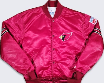 Arizona Cardinals Vintage 80s Starter Satin Bomber Jacket - NFL Football Red Coat - Made in USA - Pro Line - Men's Size 2XL - Free Shipping