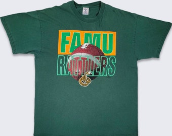 FAMU Rattlers Vintage 90s HBCU Football T-Shirt - Florida A&M University Green Delta Tee - Size Men's Extra Large - Free SHIPPING