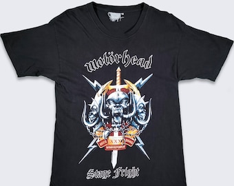 Motorhead Vintage 00s Stage Fright T-Shirt - Metal Rock Band - Music Tour - 2005 Black Tee - Very Rare - Fits Medium ( M ) - FREE SHIPPING