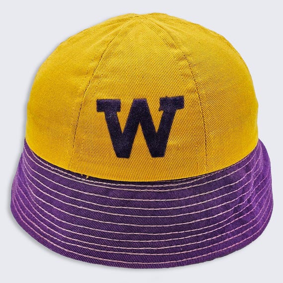 Washington Huskies Vintage 50s Bucket Hat - Leather Band - Extremely Rare - UW University College Cap - Size Small - FREE SHIPPING