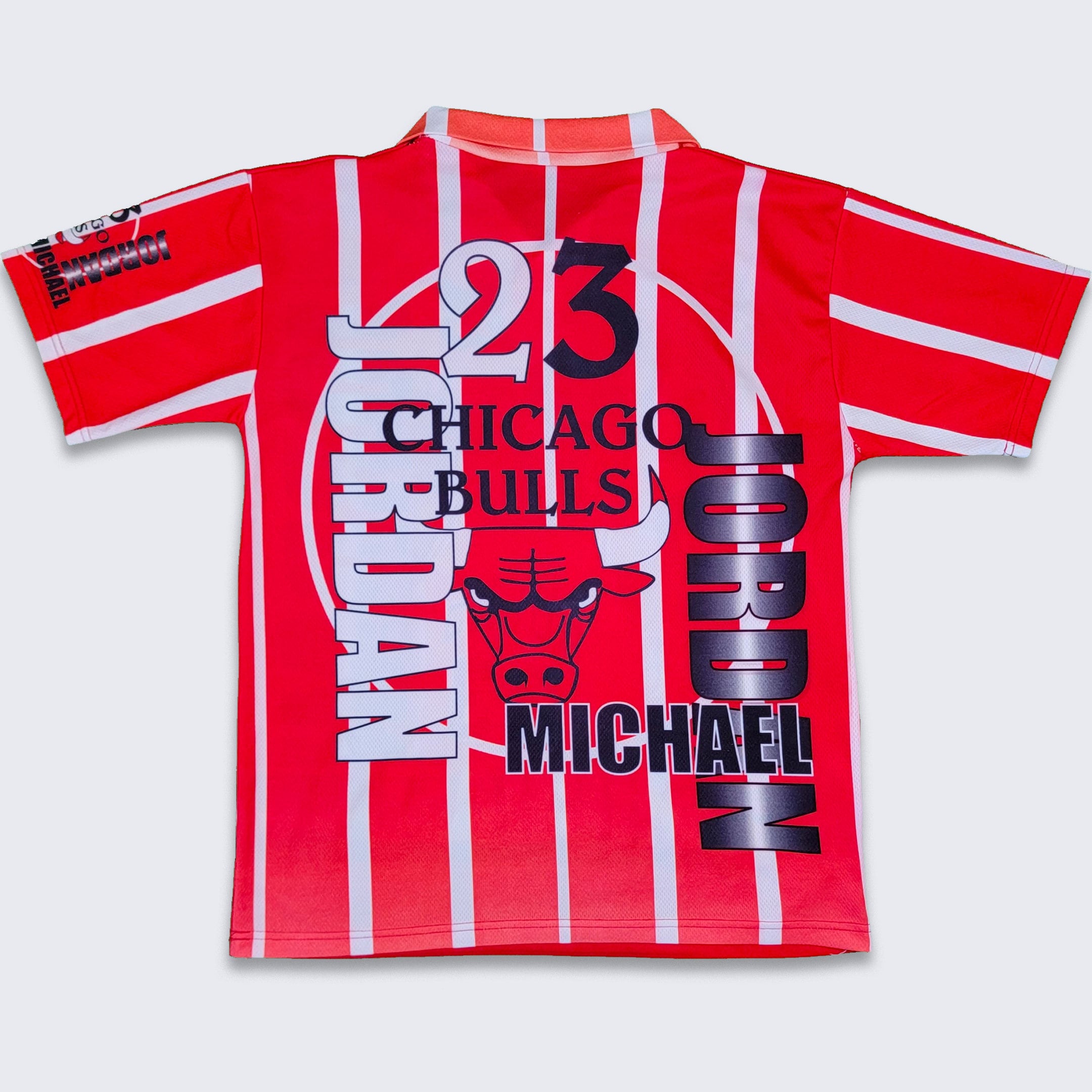 HolySport Michael Jordan Vintage 90s Chicago Bulls Tribute Soccer Jersey Shirt - NBA Basketball Red Uniform Shirt - Size Fits Large 