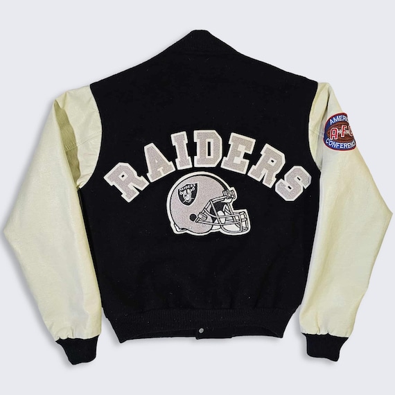 Los Angeles Raiders Vintage 80s Chalk Line Varsity Jacket - Wool & Leather - NFL Football Bomber Coat - Size Men's Small (S) - Free Shipping