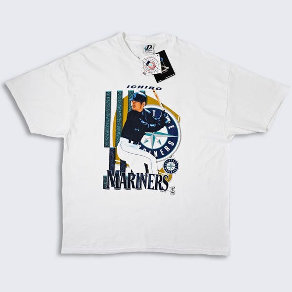Seattle Mariners Vintage Y2K Ichiro Suzuki NWT T-Shirt - Deadstock MLB Baseball Dynasty White Tee  - Men's Size : XXL / 2XL  - Free Shipping