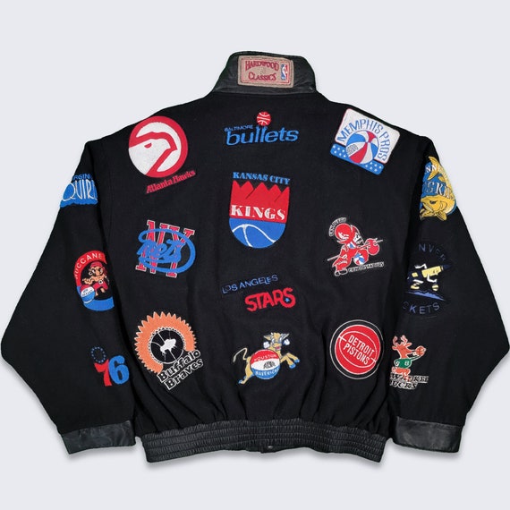 XL Starter NBA Bomber Jacket スタジャン パッチ NBA ABA Patches Vintage Jeff Hamilton Basketball Jacket - Chenille