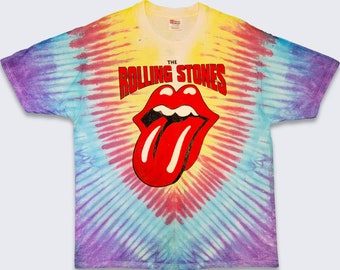 Rolling Stones Vintage 90s Bridges to Babylon Tour Tie Dye T-Shirt - AOP Hanes Heavyweight Tee - 1997/98 Tour- Very Rare -XL -Free Shipping