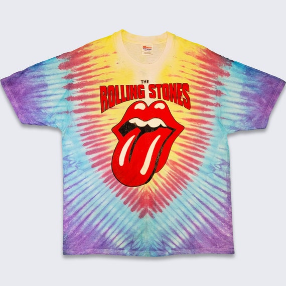 Rolling Stones Vintage 90s Bridges to Babylon Tie Dye T-Shirt - AOP Hanes Heavyweight Tee - 1997 / 98 Tour - Very Rare - XL - Free Shipping