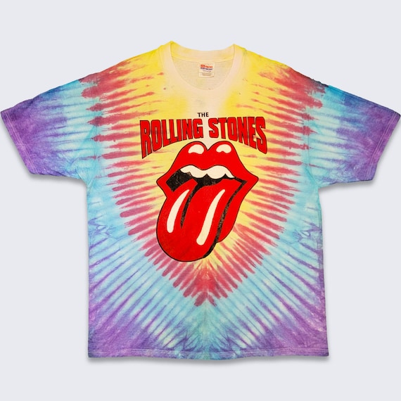 Rolling Stones Vintage 90s Bridges to Babylon Tour Tie Dye T-Shirt - AOP Hanes Heavyweight Tee - 1997/98 Tour- Very Rare -XL -Free Shipping