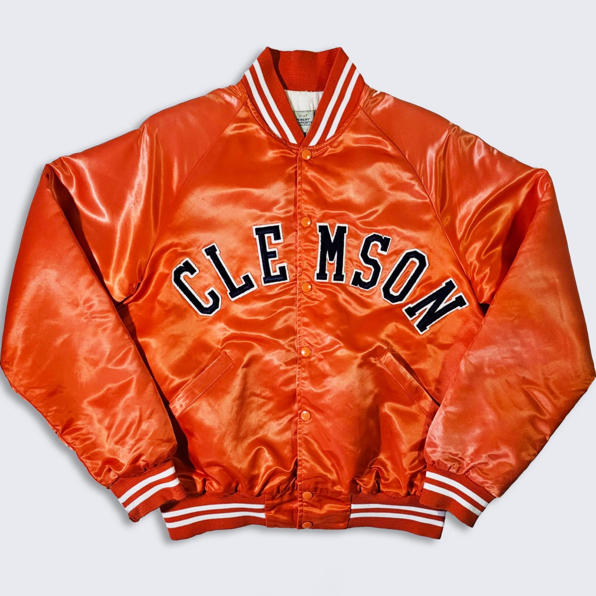 Clemson Tigers Vintage 90s Ebert Satin Bomber Jacket Orange
